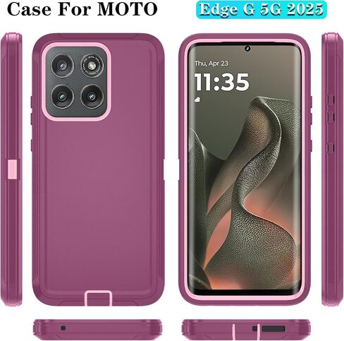 قضية هاتف Qinmay لـ Motorola Moto Edge 5G 2025 ، حالة الهاتف الثقيلة ذات الصدمات الثقيلة والقطرات المكونة من 3 طبقات لـ Moto Edge 2025 (WineredPink) in Saudi Arabia