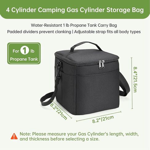 حمل خزان بروبان مقاوم للمواد الثقيلة 1 رطل مع حقيبة حشوة | 4 أسطوانة تخزين أسطوانة تخزين أسطوانة مع حزام قابل للتعديل ، جيوب 3 جوانب وفواصل قابلة للفصل in Kuwait
