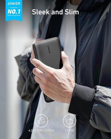 Anker Portable Charger ، 325 Power Bank (PowerCore Essential 20k) ، حزمة بطارية 20K مع شحن 15W ، PowerIQ ، 2 USB-A ، 1 Micro USB ، 1 منافذ USB-C الإدخال والمخرجات لسلسلة iPhone و AirPods والمزيد in Kuwait