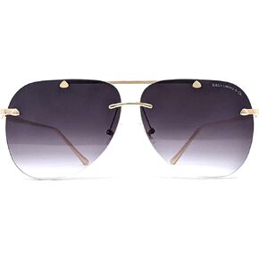K&L's Luxury & Co. Gold Metal Alloy Aviator Sunglasses K02122021 Gradient Rimless Lens for Men and Women