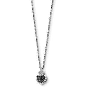 1/20 Ctw Black & White Diamond Small Heart Necklace in Sterling Silver