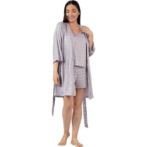 TAHARI Women's Travel Set with Tank, Elastic Waistband Shorts, and Robe