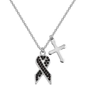 CHOORO Melanoma Cancer Awareness Cross Necklace Black Ribbon Survivor Gift Skin Cancer Survivor Narcolepsy Awareness Encouragement Gift Carcinoid Cancer Support Gift