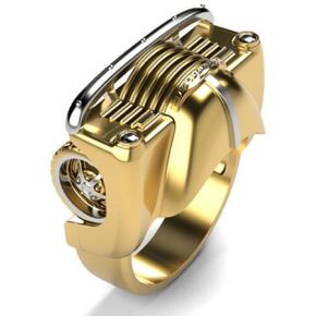 LRGKMCWTOB Unique Design Mechanical Car Shape Ring Two-Color Men's and Women's Universal Ring Man Couples Rotating Mechanical Ring Stainless Steel Rings Chain Rings （Size 10)