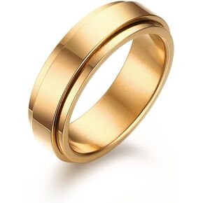 8mm Titanium Steel Black/Silver Fidget Ring Stainless Steel Spinner Rings Stress Relieving Anxiety Ring Engagement Wedding Promise Band for Women Men Size 6-13