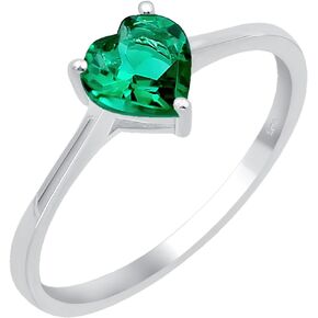 TISHAVI Natural Gemstones Rings,Solitaire Rings For Women Sterling Silver,Heart Ring Sterling Silver
