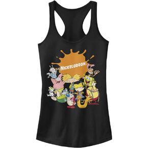 Nickelodeon Women's Multiple Franchise Combo Logo Junior's Racerback Tank Top, Black, X-Large