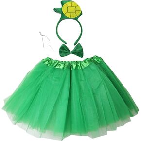 Kirei Sui Kids Animal Costume Turtle Green Tutu Ear Headband Bowtie Tail 4pcs Set