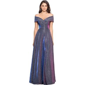 Xscape womens Off-the-shoulder Long Glitter Dress