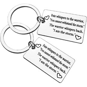 2 Pack Encouragement Keychain,Fate Whispers to The Warrior You Cannot Withstand The Storm I Am The Storm Keychain Inspirational Keychain for Men Women Teen Girls Boys Her Him Nurse Doctor