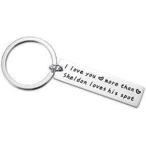 2PCS Couple Keychain for Husband Boyfriend Valentine's Day Gift - I Love You more Than Sheldon Loves His Spot Keychains in Kuwait