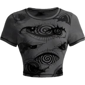 Floerns Women's Graphic Print Short Sleeve Top Stitching Y2k Crop Tops Tee
