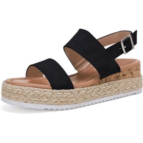 LAICIGO Women’s Open Toe Wedge Platform Espadrilles Ankle Strap Buckle Faux Leather Cork Rubber Summer Sandals in Kuwait