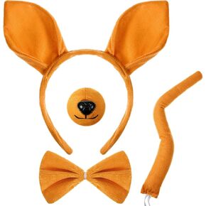 4 Pcs Kangaroo Costume Set for Kids Kangaroo Headband Bowtie Tail Nose for Mardi Gras Carnival Party Cosplay in Saudi Arabia