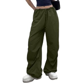 Women’s Baggy Cargo Pants Low Waist Hip Hop Sweatpants Drawstring Oversized Loose Wide Leg Hippie Joggers Trousers