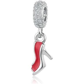 Luluadorn Women Red High Heel Charm Compatible with Pandora Charm Bracelet Dangle Sexy Shawty Gifts for Wife Family Mom Daughter Sisters Friends Valentines Day Couple Christmas Birthday