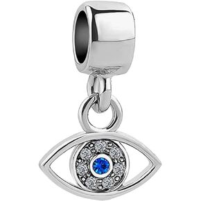 Blue Evil Eye Love Dangle Charms Compatible with Pandora Bracelet Necklace Birthday Jewelry Gifts for Women