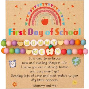 First Day of School Initial Bracelets, Back to School Bracelet Mommy and Me, Color Beads Bracelet Jewelry Gifts for Girls in Kuwait