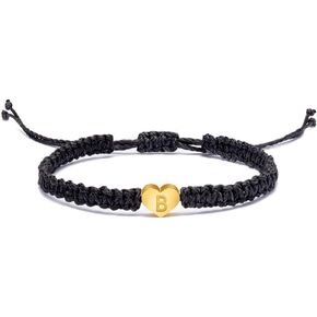 Fuqimanman2020 Heart Initial Bracelets Charm 26 Letters Initial Bracelet Handmade Rope Braided Adjustable Jewelry Letter A-Z Mom Daughter Birthday Jewelry Gift