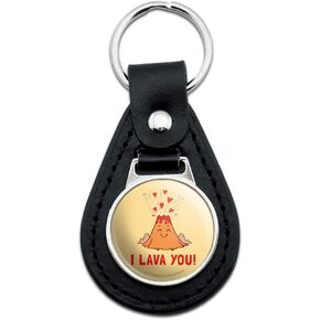 GRAPHICS & MORE Black Leather I Lava You Love Volcano Funny Humor Keychain