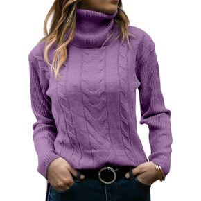 GeGekoko Women's Long Sleeve Turtleneck Chunky Knitted Pullover Soft Jumper Sweater Tops in Kuwait