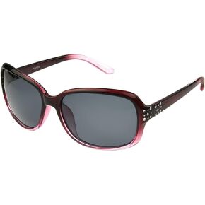 Panama Jack Women's Polarized Studded Rectangle Sunglasses, Purple Crystal/Light Purple on Bottom, 59