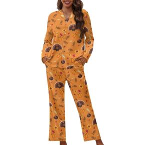 Almond Blossom Pajama Set for Women 2 Piece, Colorful Paws Button Down Nightwear 2 Piece Loungewear Set Pants