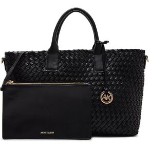 Anne Klein Womens Large Woven Tote with Pouch in Saudi Arabia