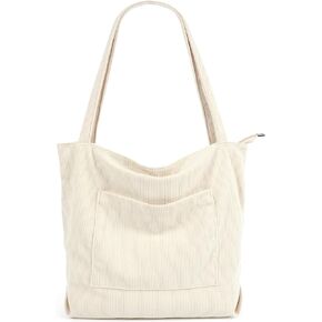 Corduroy Tote Bags for Ladies Women, Large Capacity Shoulder Handbag, Women Tote Bag with Pockets for Shopping Travel Office