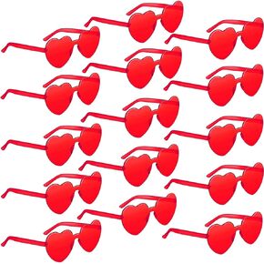 ZHANGBY 15 Pairs Heart Sunglasses for Women Frameless Trendy Transparent Color Party Glasses