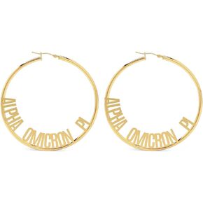 Sorority Shop Alpha Omicron Pi- Hoop 18K Gold Plated Dainty Earrings for Women - Alpha Omicron Pi Jewelry with Ideal 2" Diameter Hoops - Alpha Omicron Pi Gifts