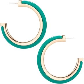 Bohemian Boho Acrylic & Metal Hoop Earrings for Women – Acetate Lucite Resin Hoop Earrings – Beautiful Colors – 2 Inch (50mm) Diameter Size -14K Gold Plated - Lightweight – Gift Box included