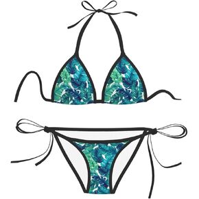 طقم بيكيني نسائي مكون من قطعتين ملابس سباحة بكيني على شكل مثلث وربطة جانبية لباس السباحة in Kuwait