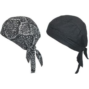 CTM® Cotton Premium Solid and Paisley Do Rag (Pack of 2)