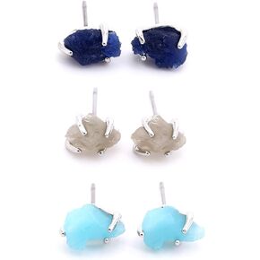 Hypoallergenic Crystal Ball Druzy Stud Earrings for Women Trendy Teen Girls, Dainty Cute Boho Tragus Chakra Gemstone Earring Set Handmade Jewelry