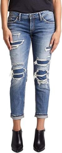 Silver Jeans Co. Women's Boyfriend Mid Rise Slim Leg Jeans-Legacy in Saudi Arabia