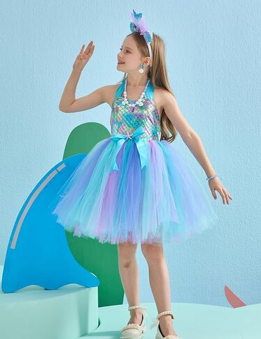 مجموعة كاملة من فستان حورية البحر من توتو دريمز للفتيات في عيد ميلاد الهالوين وهدايا حفلات التنكرية in Kuwait