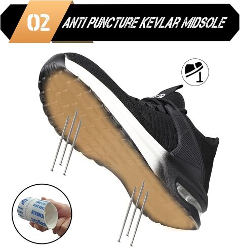 أحذية MGFLASHFORCE الرجالية ذات المقدمة الفولاذية خفيفة الوزن، مقاومة للثقب، أحذية عمل آمنة غير قابلة للتدمير، حذاء رياضي مريح عند الأصابع in Kuwait