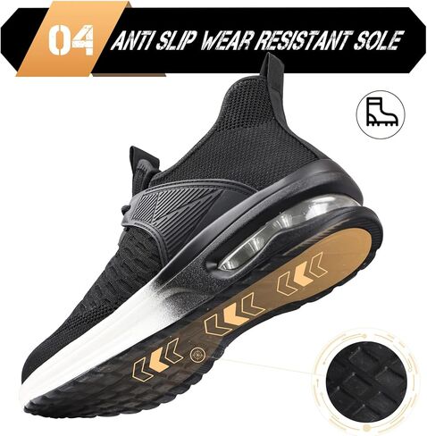 أحذية MGFLASHFORCE الرجالية ذات المقدمة الفولاذية خفيفة الوزن، مقاومة للثقب، أحذية عمل آمنة غير قابلة للتدمير، حذاء رياضي مريح عند الأصابع in Kuwait