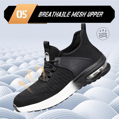 أحذية MGFLASHFORCE الرجالية ذات المقدمة الفولاذية خفيفة الوزن، مقاومة للثقب، أحذية عمل آمنة غير قابلة للتدمير، حذاء رياضي مريح عند الأصابع in Kuwait