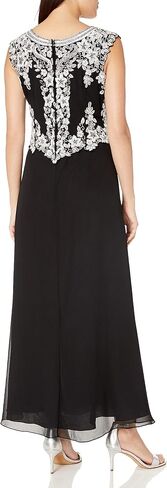 J Kara Women's Petite Cap Sleeve Beaded Top Long Dress in Saudi Arabia