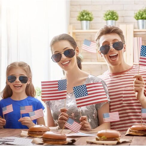 6 ازواج من النظارات الشمسية بتصميم العلم الوطني الامريكي للشاطئ، اطار مختلف لسلسلة الرابع من يوليو، نظارة شمسية كلاسيكية امريكية, ألوان كلاسيكية, M in Saudi Arabia