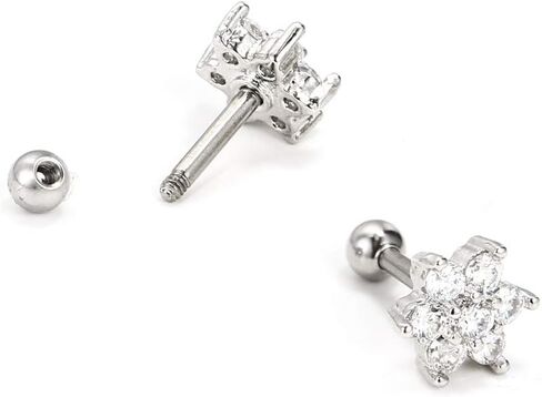 قطعتان أقراط مسمار 16 جرام 6 مم 316 لتر من الفولاذ الجراحي تشيكوسلوفاكيا زهرة الغضروف أقراط قرط هيليوم الغضروف القوقع الزئبق الزئبق مسمار لا يسبب الحساسية للنساء الفتيات in Kuwait