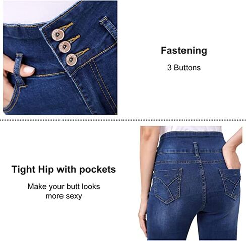 بنطلون جينز YUSHOW واسع للنساء بنطال جينز عالي الخصر للتخسيس من قماش الدنيم قابل للتمدد مستقيم وواسع الساق in Kuwait