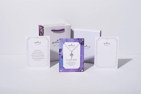 Hallmark Fine Jewelry Faith Cross Necklace Pendant in Sterling Silver with 14K Rose Gold Plating Heart and Diamonds, Metal, white-diamond in Saudi Arabia