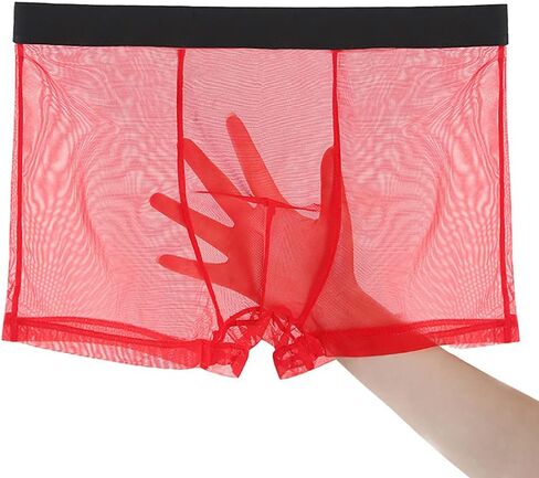 BMYALLEI Men's Underwear Sexy See-through Mesh Breathable Boxer Briefs Men's Transparent Printed Trucks in Saudi Arabia