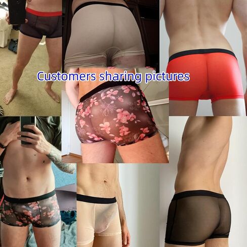 BMYALLEI Men's Underwear Sexy See-through Mesh Breathable Boxer Briefs Men's Transparent Printed Trucks in Saudi Arabia
