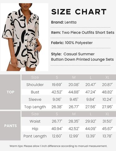 أطقم ملابس نسائية قصيرة من Lentta مكونة من قطعتين، قمصان صيفية كاجوال مطبوعة بأزرار سفلية، أطقم صالة in Kuwait