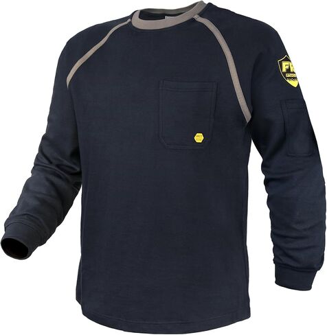 PTAHDUS FR Shirts for Men,5.5oz/7.1oz Round Neck Flame Resistant Long Sleeve Shirts, 100% Cotton Workwear FR Clothing for Men in Kuwait