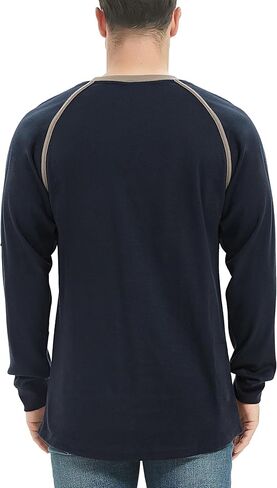 PTAHDUS FR Shirts for Men,5.5oz/7.1oz Round Neck Flame Resistant Long Sleeve Shirts, 100% Cotton Workwear FR Clothing for Men in Kuwait